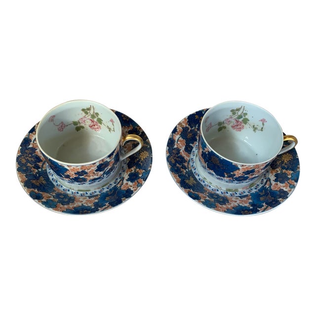 Antique Haviland Dammouse Tea Cups and Saucers Set- C.1880's For Sale