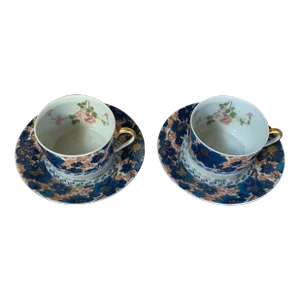 Antique Haviland Dammouse Tea Cups and Saucers Set- C.1880's