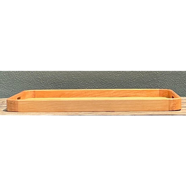 Postmodern Vintage Postmodern XL Rectangular Wood Tray For Sale - Image 3 of 12