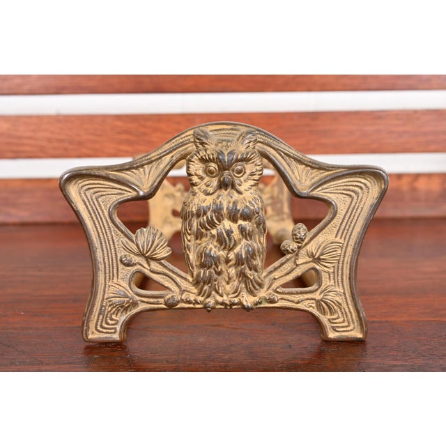 Antique Art Nouveau Bronze Owl Expandable Book Rack, Circa 1910 For Sale - Image 10 of 12