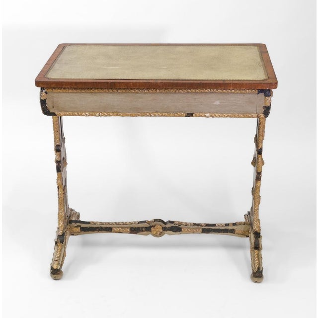 Paint Small English Regency Painted and Gesso Gilded Writing Table, 1820s For Sale - Image 7 of 14