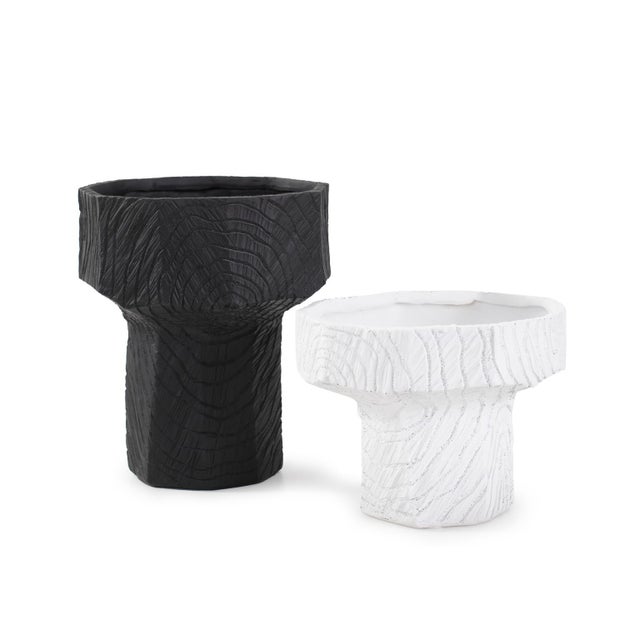 Faux Bois Tall Bowl in a White Washed Polyresin For Sale - Image 9 of 11
