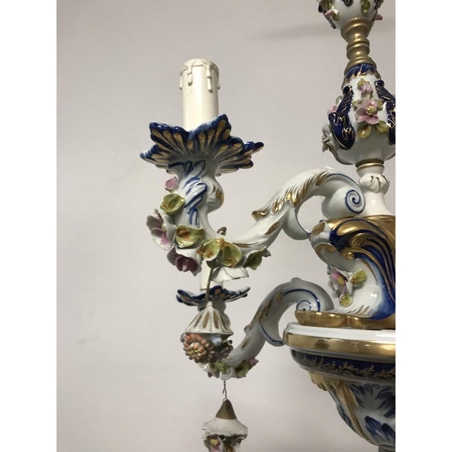 Vintage French Porcelain Flower Chandelier For Sale - Image 6 of 18