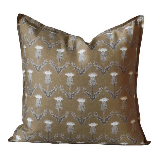 Lauren Servati Textiles, Thistle // Barley Pillow, 18"x18" For Sale