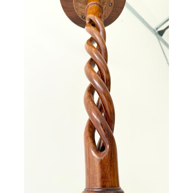 Mid-Century French Mahogany Open Spiral Barley Twist Lamp Stand For Sale - Image 6 of 10