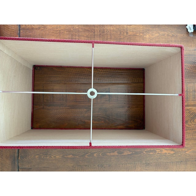 Early 21st Century Deep Red Faux Lizard Embossed Vinyl Rectangular Lamp Shade – Bouillotte Style Shade - Ralph Lauren or Traditional Decor, 18” X 10” X 10” For Sale - Image 5 of 9