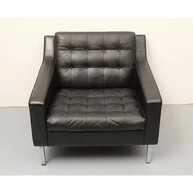Black Leather Armchair, 1960s For Sale - Image 13 of 13