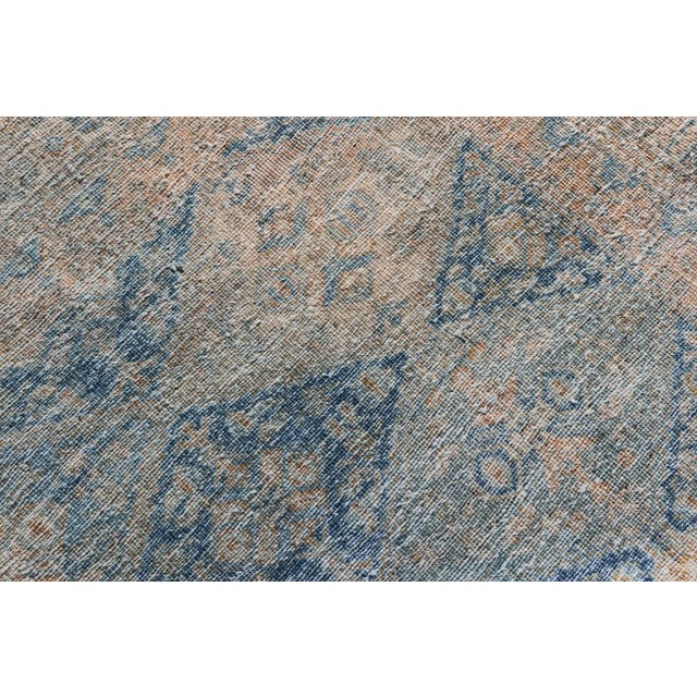 Antique Persian Kurdish Rug With All-Over Geometric Medallion in Orange & Blue 5'2 X 6'6 For Sale - Image 12 of 12