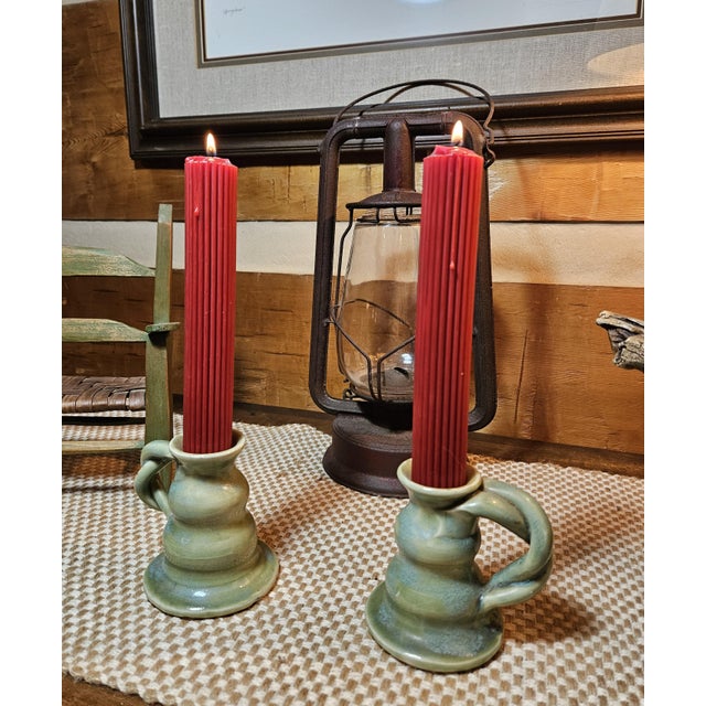 Mid 20th Century Pair of Walter B. Stephen, Pisgah Forest, North Carolina, "Twisted-Handle" Candlesticks. For Sale In Charlotte - Image 6 of 13
