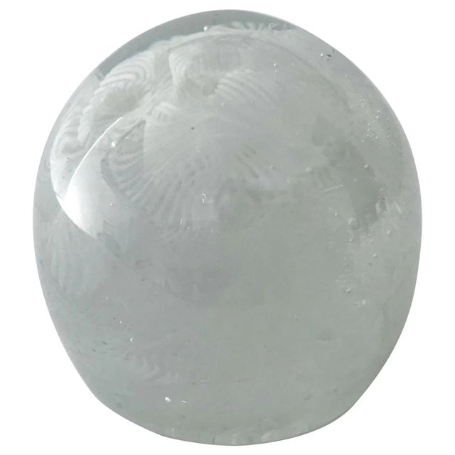 1960s White Filigrana Italian Murano Glass Paperweight For Sale - Image 11 of 11