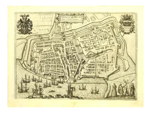 Franz Hogenberg - Map of Embden - Original Etching - Late 16th Century
