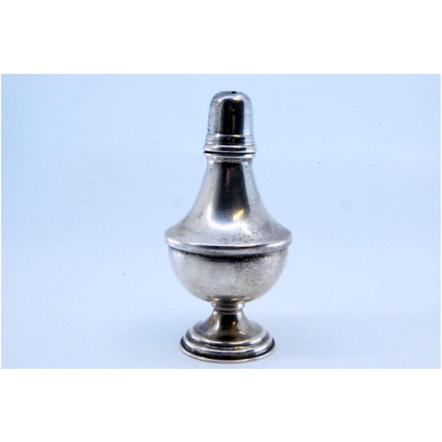 Metal Silver Salt Shaker with Round Base For Sale - Image 7 of 8