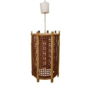 Nordic Rattan and Bamboo Lamp, 1950s For Sale