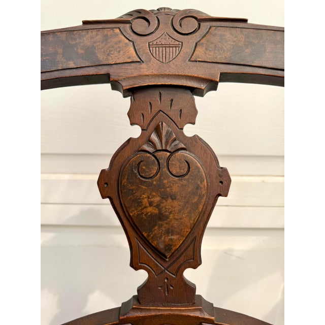 Set of 6 Antique Victorian Eastlake Walnut Dining Chairs With Burled Shield Backs For Sale In Los Angeles - Image 6 of 15