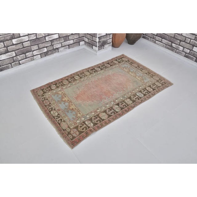 Textile Antique Muted Rose Medallion Rug For Sale - Image 7 of 10