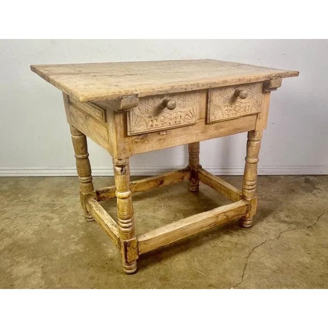 Early 18th Century 18th Century Bleached Walnut Spanish Colonial Table With Two Drawers For Sale - Image 5 of 11