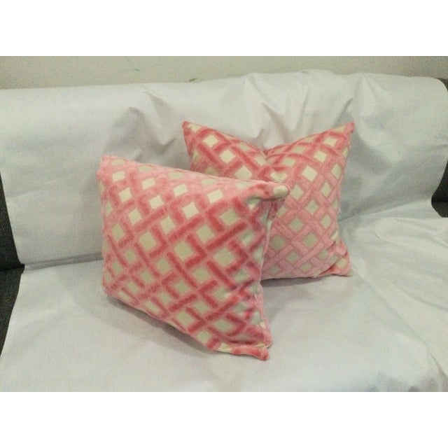 Clarence House Clarence House Criss Cross Design Pillows- Set of 2 Velour Fabric For Sale - Image 4 of 4