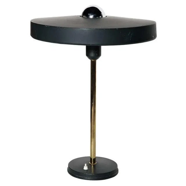 Metal Larger Louis Kalff for Philips Forest Green & Brass Timor Lamp For Sale - Image 7 of 7