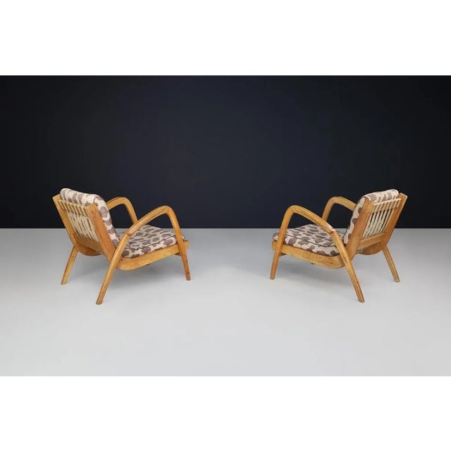 1950s Curved Easy Chairs in Ash with Original Upholstery by Jan Vaněk, Cz, 1950s, Set of 2 For Sale - Image 5 of 11