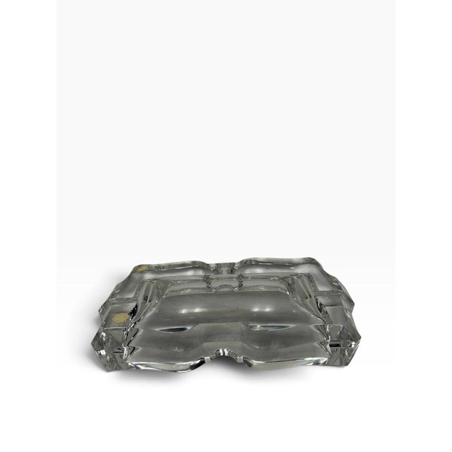 Glass Vintage Baccarat Crystal "Alcazar" Scroll Edge Cigar Ashtray & Valet Tray For Sale - Image 7 of 7