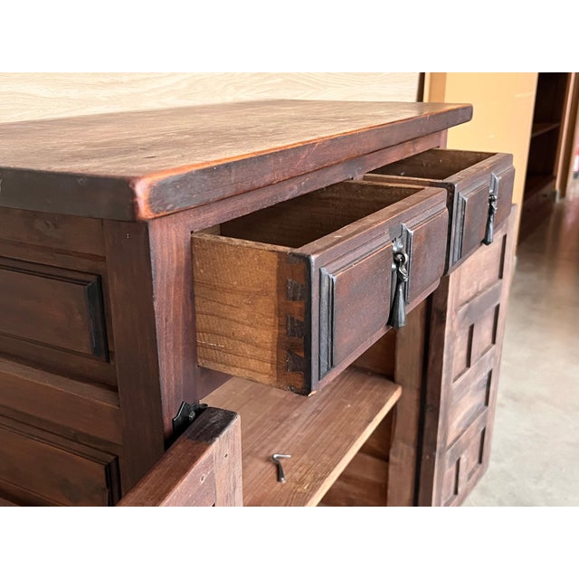 Brown 19th Spanish Baroque Carved Walnut Narrow Two Drawer Credenza or Buffet For Sale - Image 8 of 18