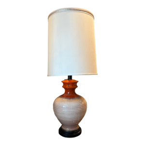 1960s Ceramic Lamp With a Cream Glaze and Orange Accent