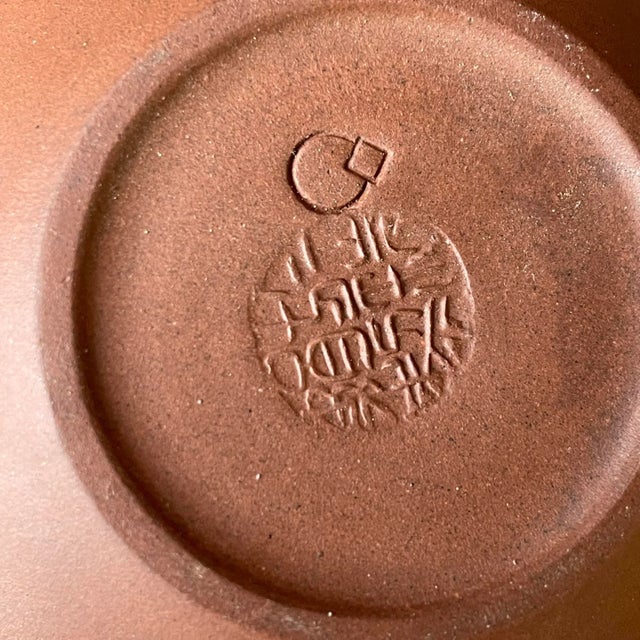 Antique Chinese Yixing Zisha Pine & Blossoms Tea Pot, Signed For Sale - Image 9 of 10