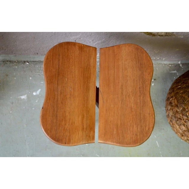 Clover-Shaped Stool in Oak by Marcel Gascoin, 1950s For Sale - Image 4 of 10
