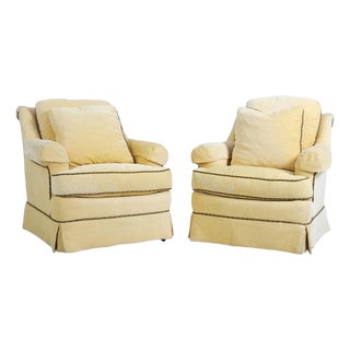 Pair Sherrill Finely Upholstered Lounge Chairs For Sale