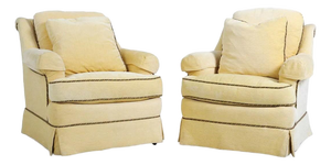 Pair Sherrill Finely Upholstered Lounge Chairs