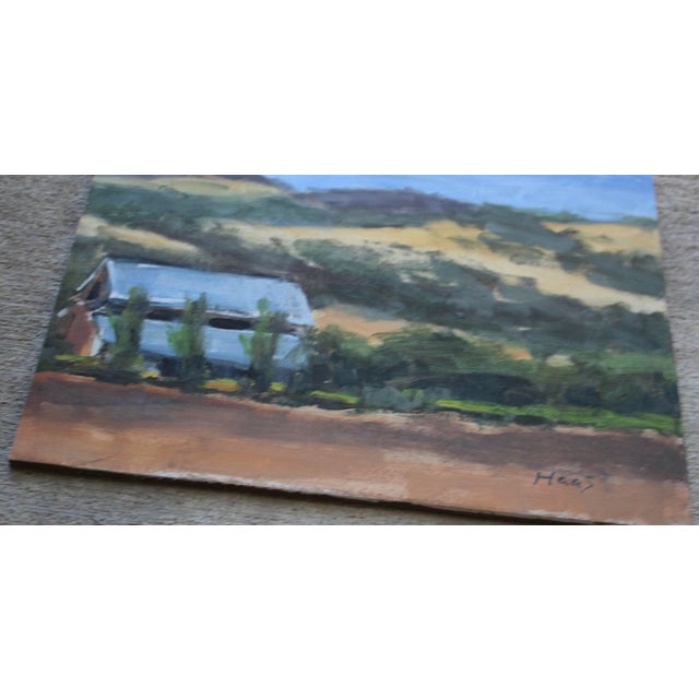 Quiet Places & Journeys — After the Fire or Charred Hills Original oil painting by L. Haas, 10 x 8 in unframed gessoed...