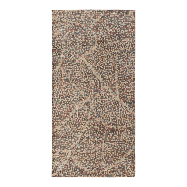 Distressed Abstract Rug in Brown, Red & Blue Dots Pattern by Rug & Kilim For Sale