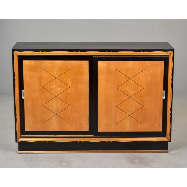 Mid-Century Italian Ebonized and Beech Sliding-Door Cabinet For Sale In Detroit - Image 6 of 11