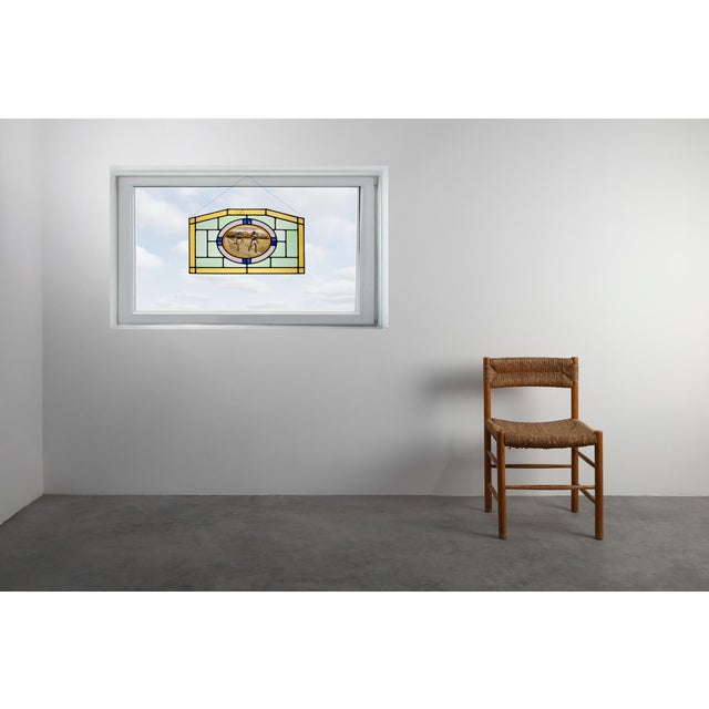 Art Deco Stained Glass Panel Depicting Runners in Motion, Belgium, 1910s For Sale - Image 10 of 11