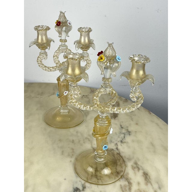 Murano Glass Candelabras in the style of Barovier & Toso, Italy, 1960s, Set of 2 For Sale - Image 11 of 18