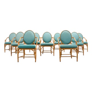 Set of Ten McGuire Organic Modern Rattan Cane Dining Chairs For Sale