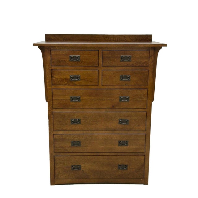 Mission Quarter Sawn Oak 8 Drawer Dresser - Walnut For Sale - Image 10 of 11