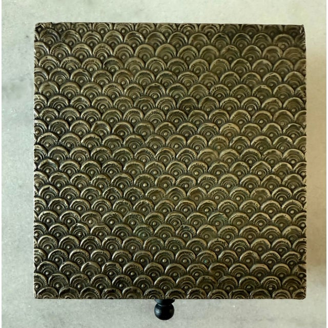 Mid 20th Century Vintage Metal and Wood Coasters and Storage Box For Sale - Image 5 of 13