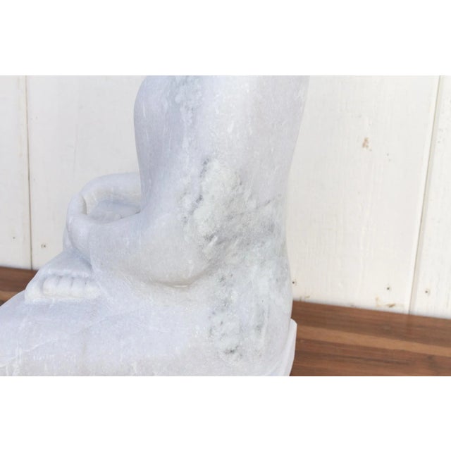 Stone Pure White Modern Burmese Buddha For Sale - Image 7 of 9