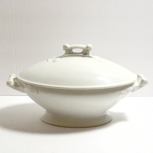 Circa 1906 Antique White Ironstone Covered Vegetable Dish For Sale - Image 11 of 11