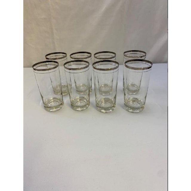 1950s 1950s Waterford Pitcher & 8 Silver Rimmed Glasses For Sale - Image 5 of 7