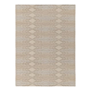 Rug & Kilim’s Scandinavian Style Kilim in Taupe, Blue and Off-White Patterns For Sale
