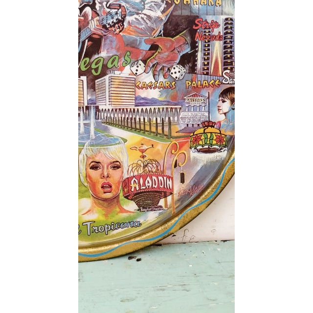 Hollywood Regency Vintage Las Vegas Graphics Tray for Barware Iconic Old Vegas For Sale - Image 3 of 12