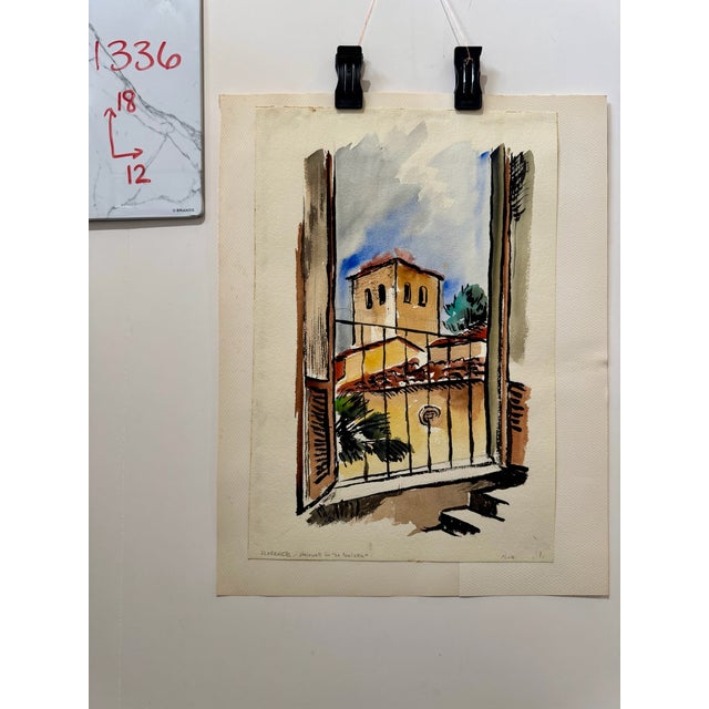 Paper Henry Emil Salloch Original Watercolor on Paper Florence, Italy. 1970. For Sale - Image 7 of 7