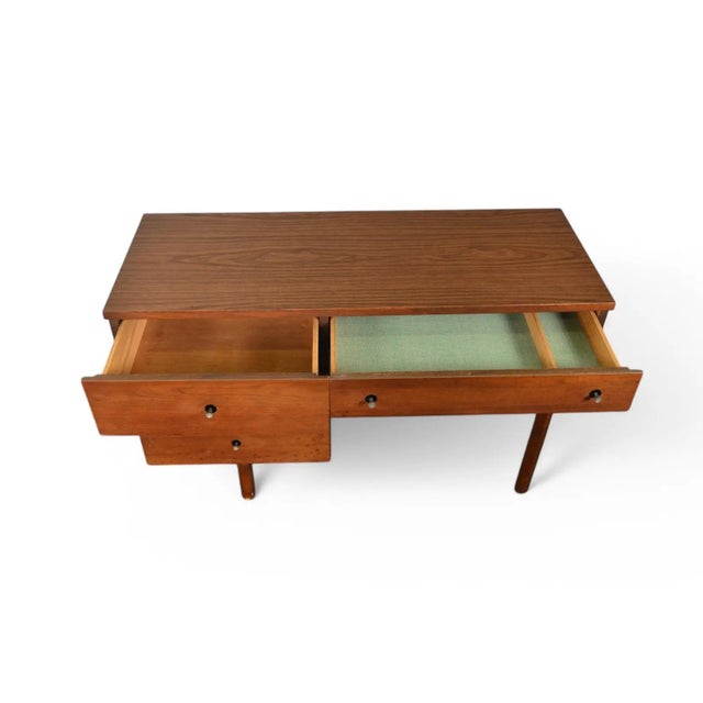 Stanley Furniture 60s Mid-Century Walnut Writing Desk by Stanley For Sale - Image 4 of 9
