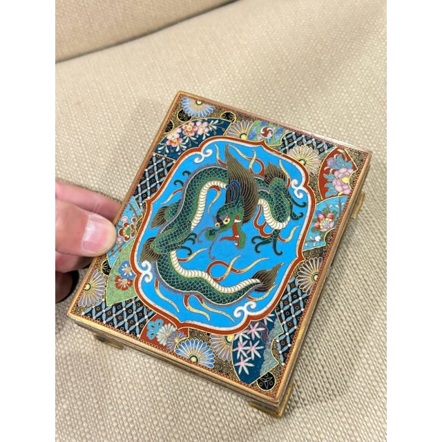 Japanese Cloisonne Enamel Dragon Trinket Box Attributed to Inaba Meiji Period For Sale - Image 10 of 12