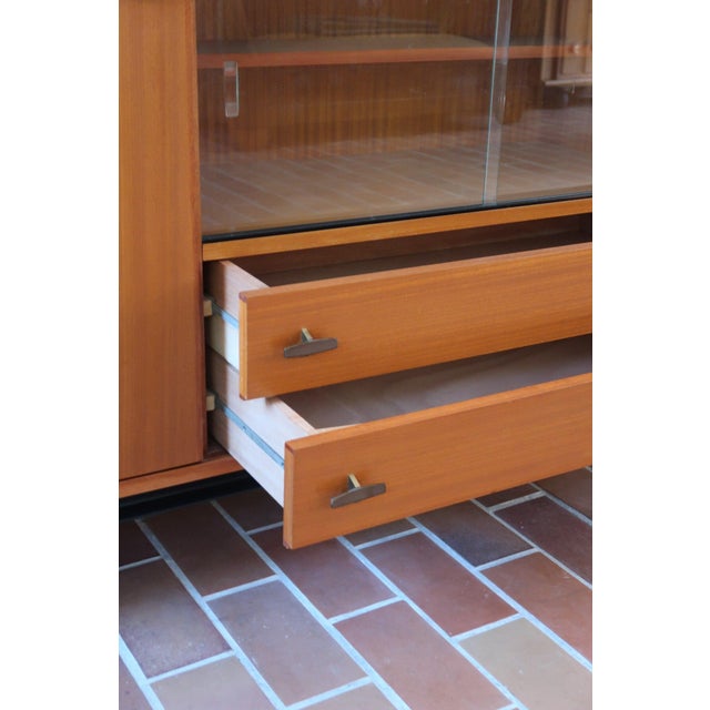 Teak Sideboard with Glazed Centre by Marcel Gascoin for Alveole, France, 1960s For Sale - Image 10 of 18
