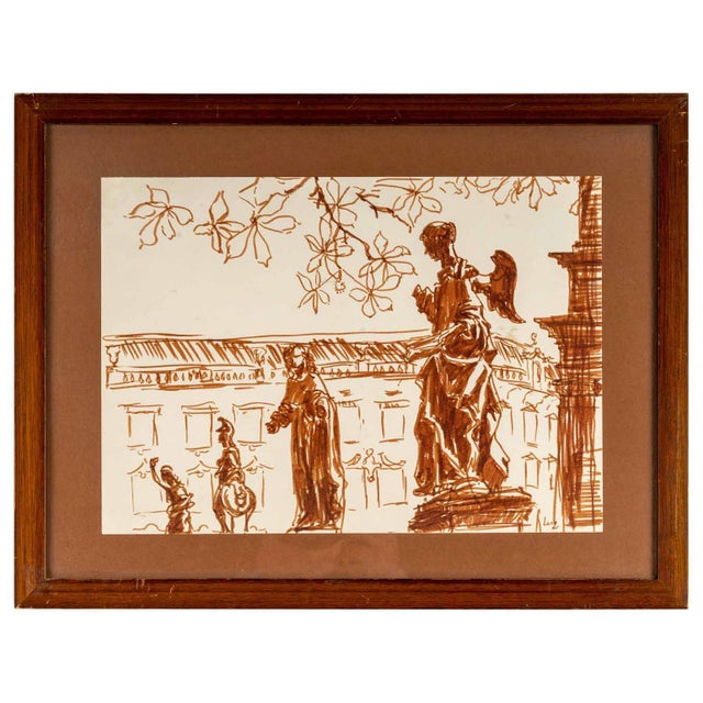 Textile Ochre Felt,Tip Drawing by Luez, 20th Century For Sale - Image 7 of 7