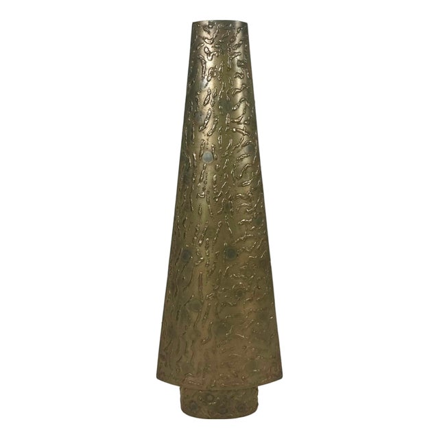 Large Brutalist Copper-Plated Vase, 1970s For Sale