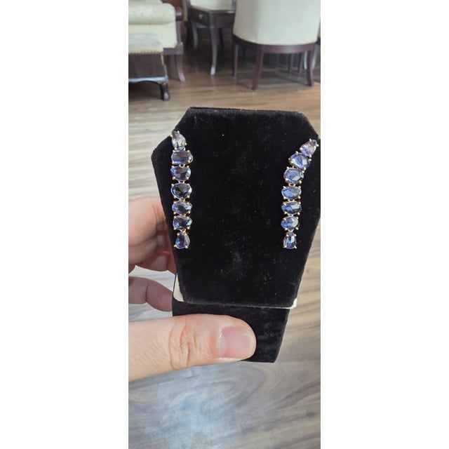 Metal Natural Blue Sapphire 11.18 CTS Stud Earrings in 18k Gold For Sale - Image 7 of 8